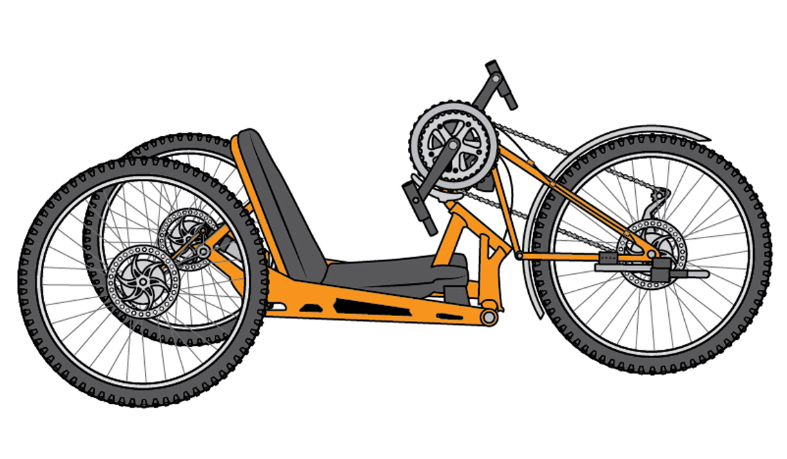 Illustration of a hand-crank bike